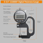 Neoteck Digital Thickness Gauge (Silver-Black, 0-1"/0.00005")