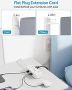 Power Strip with USB C, Small Extension Cord with 4 Outlets & 2 USB-A and 3 USB-C Ports 4.8A/24W Charging Station, 3 Ft 2 Sides Outlet Extender Non Surge Protector for Cruise Ship Travel Office Dorm