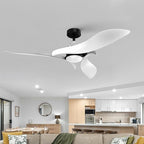 AEROFANTURE 54 Inch White Ceiling Fan, Quiet DC Motor with Remote, 6 Speeds and Reversible Airflow, Modern Indoor Fan for Bedroom or Living Room