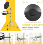 AKLOT Fully-Expandable Electric Drum Set: Independent Stand System, 12" Wooden Snare, Independent Hi-Hat and Triple-Zone Ride Cymbal, Mesh Bass Drum, 475 Sounds, Drum Sticks, Lesson Book (B-CORE546)