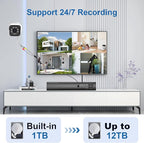 H.265+ Wired Security Camera DVR Kit System with AI Human Vehicle Detection, 4x 1920P 5MP IP67 Metallic Indoor/Outdoor Cameras IR Night Vision Remote Access, 4K NVR 1TB HDD Included for 24/7 Recording