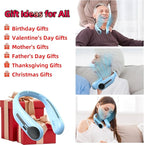 Kinhowly Portable Neck Fan,Hands Free Personal Wearable Bladeless Fan,6000mAh USB Rechargeable,360° Cooling,LED Display,4-Speeds,Birthday Gifts for Men Women Dad Mom,Valentines Day Gifts (Light blue)