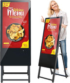 QIXZOCV MWE 32 Inch Digital Signage Display, Portable LCD Digital Kiosk, Advertising Display Poster, Android Kiosk with Auto Media Player, HDMI/USB