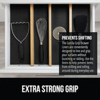 GORILLA GRIP powerGRIP Drawer Shelf and Cabinet Liner, Thick Strong Hold, Non-Adhesive Liners Protect Kitchen Cabinets and Cupboard, Bathroom Drawers, Easy Install, Breathable Mat, 17.5" x10', Black