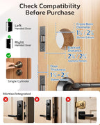 TCL D2 Pro Smart Lock with Palm Vein Recognition, 10000mAh Rechargeable Battery & Wi-Fi, Keyless Entry Door Lock, IP55 Weatherproof, Built-in Doorbell, Auto Lock, Brushed Nickel