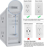 Outlet Extender, Surge Protector Outlet with 5-Multi Plug Outlet and 4 USB Ports(1 USB C), 3-Sided 1680J Power Strip Wall Charger, Multiple-Plug Outlet Splitter for Home Travel Office,ETL Listed,Grey