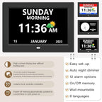 LXBYJKJ 11 Inch Digital Clock with Day and Date for Elderly Alzheimer's Clock Customizable Alarms 3 Display Modes Large Font Alarm Clock for Seniors Auto DST