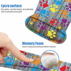 Ergonomic Mouse Pad Wrist Support and Keyboard Wrist Rest Set with Coasters, Non-Slip PU Base, Easy Typing & Relieve Wrist Pain for Home Office Working Studying, Rustic Wooden Board Colorful Paw Print