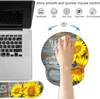 Keyboard Wrist Rest and Mouse Pad Wrist Support Set with Coasters, Ergonomic Gaming Mousepad for Home Office Working Studying Easy Typing & Pain Relief, Sunflower, You are My Sunshine