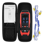 Thermocouple Thermometer Data Logger 4 Channels Digital K Type Thermometer with 5000 Groups Programmable Temperature Recording -328~2501℉ Measuring Range, Audible & Visible Alarm ADJ Compensation