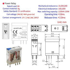 24 Volt Relay with Test Button Miniature 8Amp DPDT with Led Indicator Light and Socket Base (8 Pin- 8A, DC 24V)