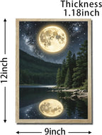 URVIP LED Glowing Photo Frame, 3D Starry-Sky Blue Moon Wall Art, 9x12 Inches Dimmable Light Up Light Painting for Bedroom, Unique Aesthetic Decor, Great Birthday Gift for Women Men