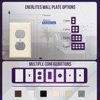 ENERLITES Duplex Receptacle Outlet Wall Plate, Size 1-Gang 4.50" x 2.76", Unbreakable Polycarbonate Thermoplastic, UL Listed, 8821-LA-10PCS, Light Almond (10 Pack)