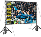 VntB Outdoor Projector Screen with Stand, 150 inch Portable Projection Screen Wrinkle-Free 16:9 4K HD Rear Front Movie Screen with Carry Bag for Indoor Home Theater, Camping and Backyard Entertainment