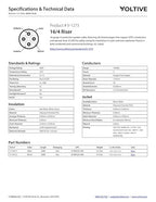 Voltive 16/4 Speaker Wire, Riser CL3R, Black, 500ft - 16AWG, 4 Conductors, Stranded Oxygen-Free Copper, UL Listed - V-1273-1