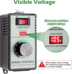 AC Motor Speed Controller 110-120V / 15A Max / 10A Rated Variable Fan Speed Controller AC Electronic Voltage Regulator with Overload Protection Switch & Voltage LED Display Screen