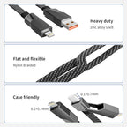 Firsting 4 in 1 Charging Cable 240W MAX, USB C Cable Fast Charger Cord with E-Mark Chip, USB A/C to C/Lightning Cable, Multi iPhone Charger Cord for iPhone16/15/14/13 Series/Phones/Pads and Laptop