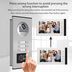 Wired Video Multifamily Apartment Intercom System,2/3/4/6/8/10/12 Units 7 inch Monitor Video Door Phone Kit,Video Doorbell, ID Card Unlock, 2 Way Audio for Home (1 doorbell + 6 Monitor)