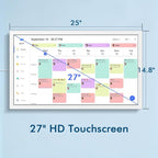 27 Inch Smart Digital Calendar Max, Wall Mountable Electronic Family Planner with Touchscreen, 1920 * 1080 IPS Display for Home & Office, Chore Chart & Event Sync White Gifts for Women