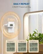 DEWENWILS 24 Hour Programmable Digital Timer Outlet, 2 Pack Timers for Electrical Outlets, Light Timer for Indoor Lamp Fan Aquarium, 1 Grounded Outlet, 125V/15A/1000W, 3 Prong, 1/2 HP