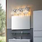 FDPBY Modern Bathroom Vanity Light 3-Lights Chrome Crystal Wall Lamp Bathroom Modern Crystal Vanity Lighting