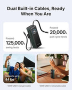 EF ECOFLOW Rapid Power Bank, 25,000mAh, 170W, 100W Built-in and Retractable Cables, Portable Charger with Triple 100W USB-C Port, Compatible with iPhone 17/16/15/14, Samsung, Laptop and More, Green