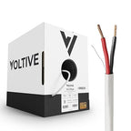 Voltive 14/2 Speaker Wire, Riser CL3R, White, 500ft - 14AWG, 2 Conductors, Stranded Oxygen-Free Copper, UL Listed - V-1268-2
