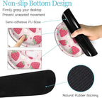LIMKRIAN Strawberry Mouse Pad Desk Mat Set, Pink Ergonomic Mouse Pad with Wrist Rest, Large Gaming Mousepad Wrist Support Keyboard Mat Cup Coaster Set, Cute Office Desk Decor Accessories Supplies