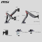 MSI MPG MT161DR - Premium RGB Dual Monitor Stand Arms, 17-38" Support, VESA Compatible, Adjustable Spring Assisted Mount, 35.2 lbs per Screen Capacity, Clamp & Grommet, Quick Release Plate - Black