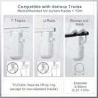 Takkicept Automatic Curtain Opener Electric: Smart Remote Control Closer｜Long-Lasting Battery/Type-C｜No Drill for 8-40mm Roman Rods/T-Tracks & U-Rails｜Quiet Motor Robot for Bedroom/living room