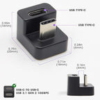 Kado 180 Degree USB Type-C to USB Type-C USB 3.1 Gen 2 10Gbps 60W Charging Adapter U Shaped USB-C to USB-C Extender Converter for Portable Monitor, Mobile, Laptop, Tablet, Switch and Steam Deck