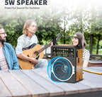 JEUJUG Portable AM FM Radio, Bluetooth 5.0 Radios 5 Watts Loud Speaker,FM Radio Built-in Rechargeable Battery/DC D*4 Cell Battery Operated & AC Power Plug in Wall Retro