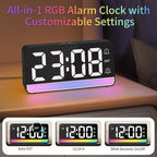 Alarm Clocks for Bedrooms, Digital Bedside Clock with RGB Night Light, Adjustable Volume for Heavy Sleepers, USB Charger, Large Display, Modern Decor for Desk, Dimmable Alarm Clock for Kids(Black)