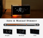 iTOMA Alarm Clock Radio, 1.4" White LED Display Clock with Bluetooth, FM Radio, Dual Alarm, Sleep Timer, Snooze, Auto & Manual Dimmer, USB Charger and Night Light CKS718