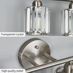 FDPBY Modern 4 Light Crystal Vanity Light, Brushed Nickel Vertical Bathroom Light Fixture Over Mirror for Dressing Table Sink, Compatible with Dimmable Bulbs (Bulbs Not Included)