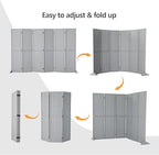 Bonnlo 4/6 Panel Pegboard Freestanding, 5 FT Portable Display Board Organizer for Craft Show Jewelry, Wooden Folding Privacy Screen Room Divider (Grey, 6 Panel with Base)