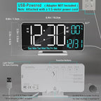 KOSUMOSU Digital Alarm Clocks 6.7in Small Digital Clock for Bedroom,Auto Dimming,Dual Alarm, Date, Seconds, Day of Week, Indoor Temperature,Desk Clock for Classroom,LED Clocks for Living Room