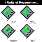 Digital Angle Gauge, Angle Finder Magnetic Digital Level Protractor, Table Saw Accessories with LCD Backlight Display Data Hold and V-groove & Magnetic Base