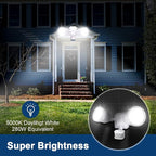 EMANER Motion Sensor Outdoor Lights, Dusk to Dawn Porch Flood Light 5000K, 4-Mode, 2800lm Wired Security Spotlight Wall Mount for Garage Porch Soffit Under Eave (2-Pack, White)