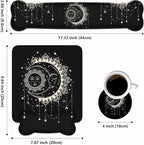 Wrist Rest Support Ergonomic Gel Mouse Pad and Memory Foam Keyboard Set, Non-Slip Rubber PU Base for Home Office Working Studying Easy Typing & Pain Relief, Celestial Theme Sun with Crescent Moon