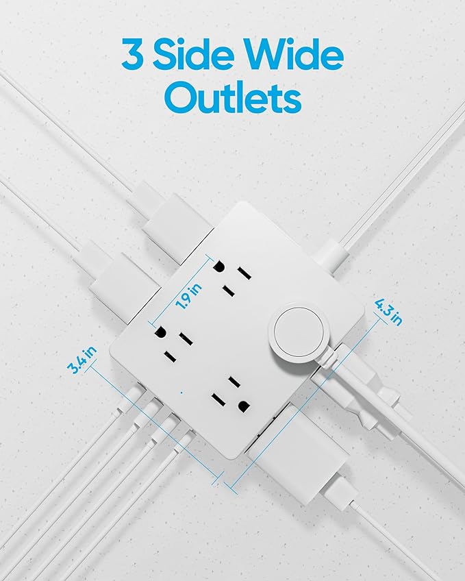 2 Prong Flat Plug Power Strip, Olcorife 2 Prong to 3 Prong Outlet Adapter, 5 FT Flat Extension Cord with 8 Outlets 4 USB Ports(1 USB C), 2000J Surge Protector, US to Japan Plug Adapter