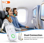 PinPure Bluetooth 5.4 Transmitter Receiver for 2 AirPods/Headphones, 2-in-1 Wireless Adapter with Microphone, Audio Adapter with 3.5mm Audio Jack, Suitable for Airplane, Car, TV, PC, Home Stereo