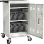 Aokleo Laptop Charging Cart,32 Devices Tablet Storage Carts for pad Up to 16.3" Screen, Classroom Computer Mobile Charging Station for Pads, Chromebooks,Laptops, Updated Password Lock(32 Bay-White)