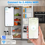 Freezer Alarm Wireless WiFi Alert 2.4GHz,Power Failure Alarm with 2 Socket, 110dB Power Loss Alert with LED Indicator,Blackout Alert for GFCI Trips,Refrigerator,Freeze,Compatible with Smart Life
