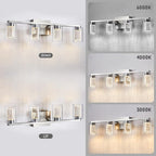 SADENICEL 4-Light Bathroom Light Fixtures, Brushed Nickel, Dimmable LED White/Neutral/Warm Crystal Bathroom Vanity Lights Over Mirror, for Bedroom,Living Room