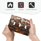 Bvtewkhz Brown Abstract Luxury Modern Geometric Cubic Marble 3 Gang Triple Toggle Decorative Light Switch Covers Electrical Faceplate Switch Plates for Bathroom Kitchen Home