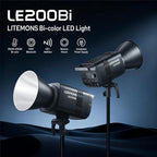 Godox Litemons LE200Bi 220W Bi-Color LED Video Light, 57700Lux@1M with APP Control, CRI/TLCI 98+ Studio Light with 11 FX Effects, 0-100% Brightness Bowens Mount LED(Black)
