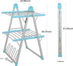 SHARNDY Electric Heated Clothes Drying Rack,Foldable Heated Garment Dryer with Timer Shut-Off Laundry Rack for Clothes Shoes Socks,Aluminum Alloy,Blue,Plug & Play,(39.37x25.98x23.82in)