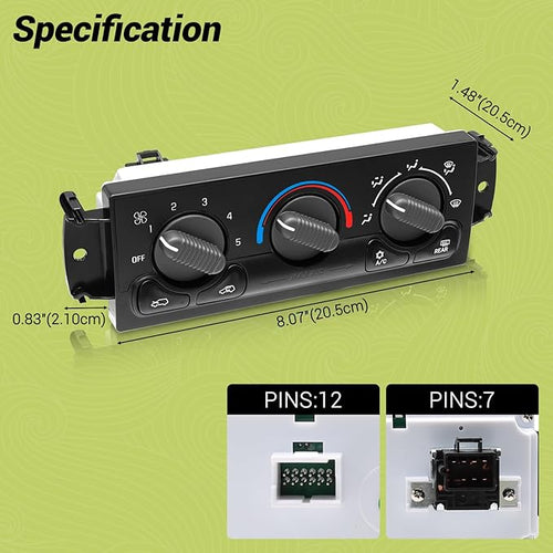 599-193 AC Climate Control Module Compatible with Select Chevrolet & GMC Air Conditioning Module Panel, HVAC Temperature Control Switch Unit, 599193 A/C Heater Climate Control Module