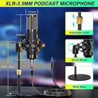 Podcast Microphone Bundle with Live Sound Card Audio Mixer, Podcast Equipment Bundle Sound Board with 3.5mm Condenser Microphone(P15) for Pc/Phone Live Streaming Singing Gaming,Voice Changer, Denoise